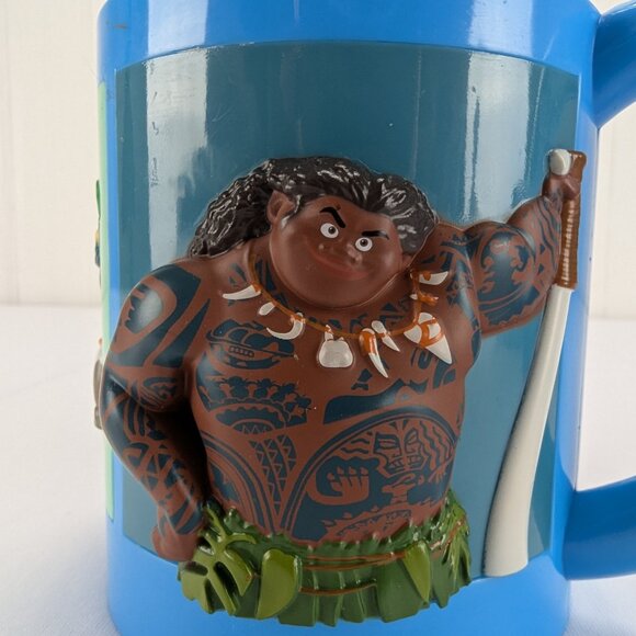 Disney Moana Plastic Mug Set of 2 Kids Handled 3D Characters Blue Reusable - Picture 7 of 12